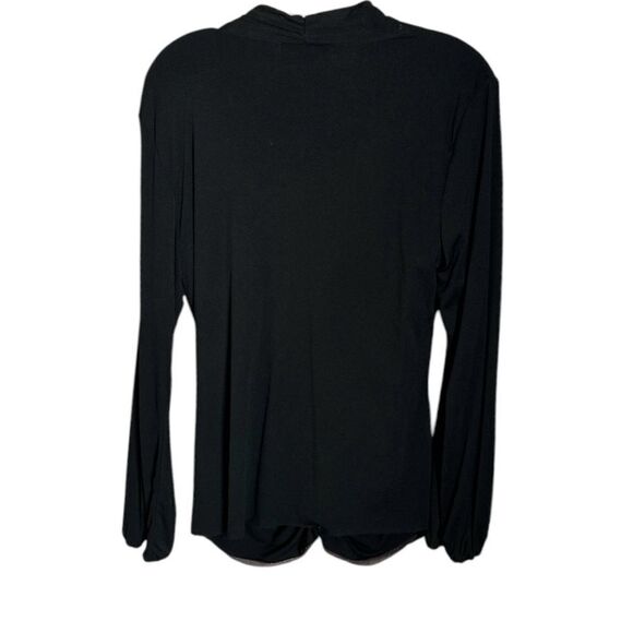 Bisou Bisou Michele Bohbot Ruched Black Long Sleeve Blouse Size 1X - Picture 2 of 3